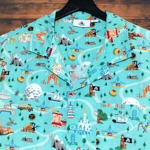 Disney Parks Life Attractions Resort Camp Shirt Hawaiian Aloha Button Up Mens M